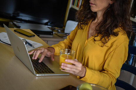 Una donna al computer