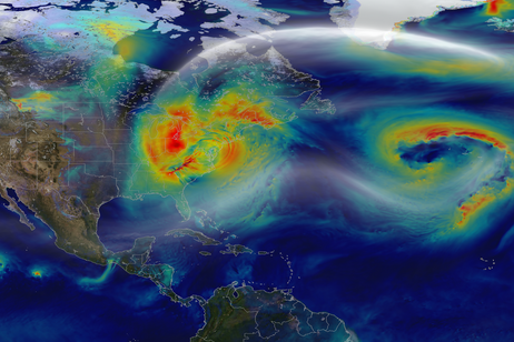 Simulazione di un uragano (fonte: NASA Goddard Space Flight Center da Wikimedia CC BY 2.0)