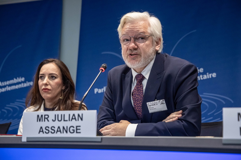 Julian Assange attends EU parliamentary hearing in Strasbourg