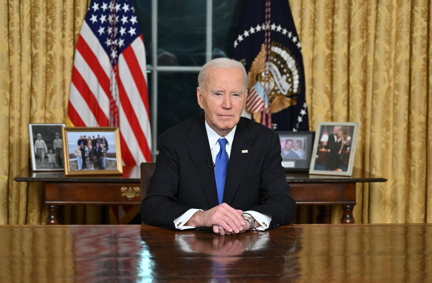 US President Biden delivers his farewell address to the nation from the Oval Office