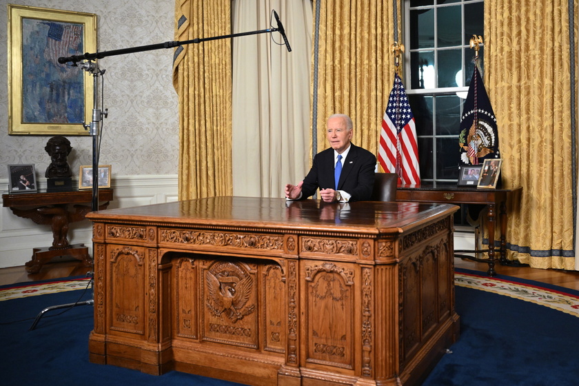 US President Biden delivers his farewell address to the nation from the Oval Office