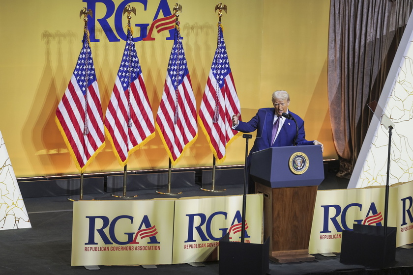 US President Donald J. Trump Addresses Republican Governors Association Meeting in Washington DC 